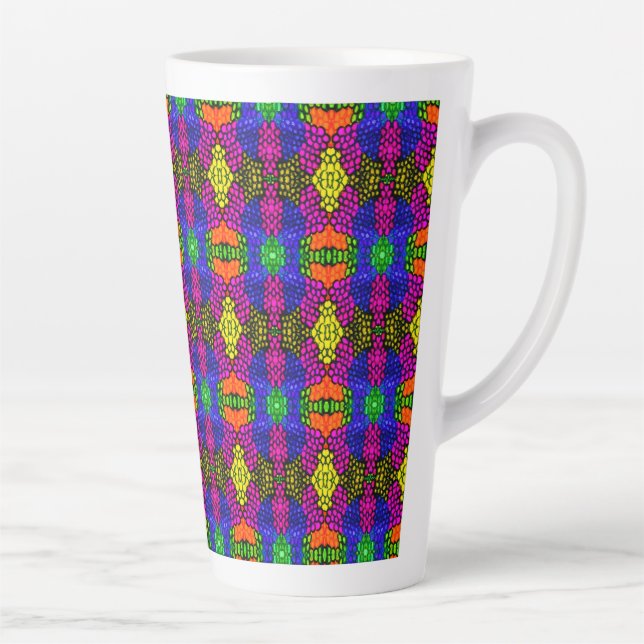 Caneca De Café Latte Padrão Brilhante de abstrato Art (Direita)