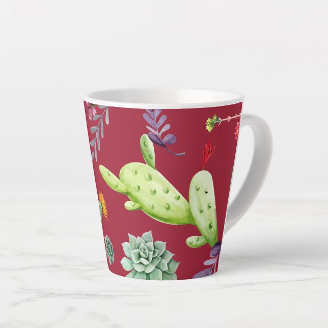 Caneca De Café Latte Padrão Cactus 4 (Ângulo direito)