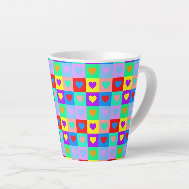Caneca De Café Latte Padrão cardíaco (Ângulo direito)