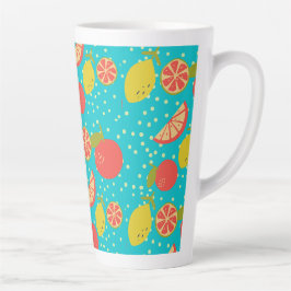 Caneca De Café Latte Padrão cítrico fantástico 