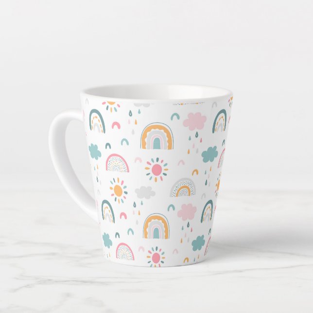 Caneca De Café Latte Padrão Climático Bastante (Ângulo esquerdo)