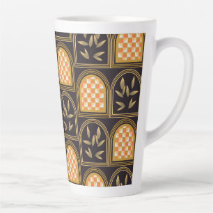 Caneca De Café Latte Padrão contínuo geométrico floral art déco de luxo