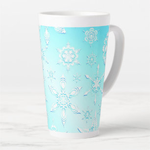 Caneca De Café Latte Padrão Crystal Snowflakes