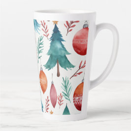 Caneca De Café Latte Padrão da árvore de Natal