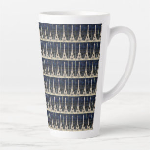 Caneca De Café Latte Padrão da Torre Eiffel