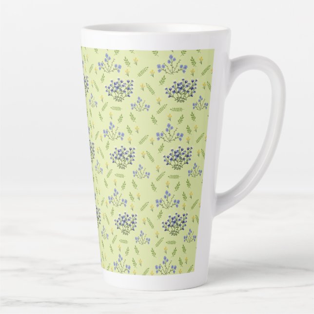 Caneca De Café Latte padrão das flores roxas e amarelas (Direita)