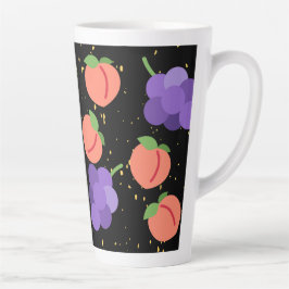 Caneca De Café Latte padrão das uvas e pêssegos