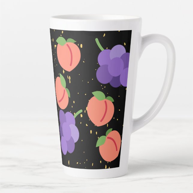 Caneca De Café Latte padrão das uvas e pêssegos (Direita)