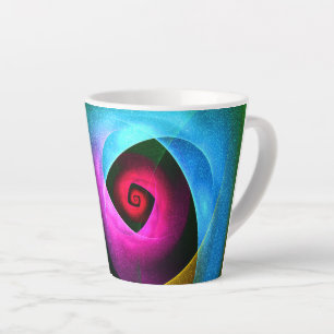 Caneca De Café Latte Padrão de Abstrato de Arte Azul Cor-de-Cor-de-Cor 