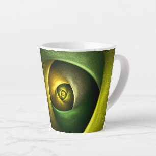 Caneca De Café Latte Padrão de Abstrato de Arte Floral Moderna Verde #2