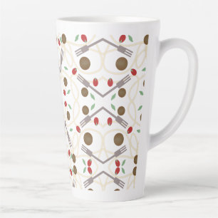Caneca De Café Latte Padrão de Almôndegas de Espaguete Legal