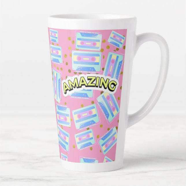 Caneca De Café Latte padrão de amazina de cassetes (Direita)