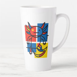 Caneca De Café Latte Padrão de Arte Abstrata Divertido de Axolote Piet 