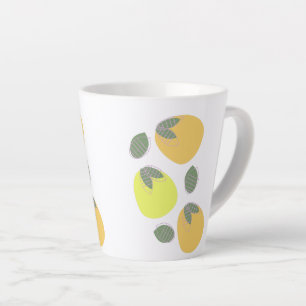 Caneca De Café Latte Padrão de Arte de Linha Verde Amarelo-Laranja