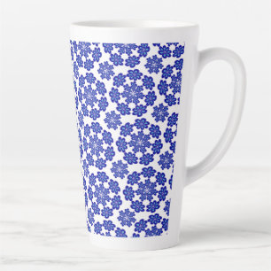 Caneca De Café Latte Padrão de Arte Floral de Olhos Mau Azuis Bonitos e