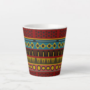 Caneca De Café Latte Padrão de arte nativa africana colorida Design vin