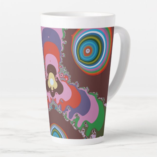 Caneca De Café Latte Padrão de Arte Retro Psicodélico dos Anos 70 (Ângulo direito)