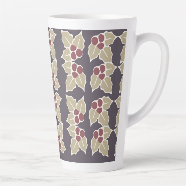 Caneca De Café Latte Padrão de Azevinho (Direita)