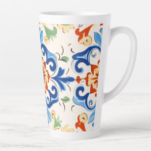 Caneca De Café Latte Padrão de Azulejo Siciliano