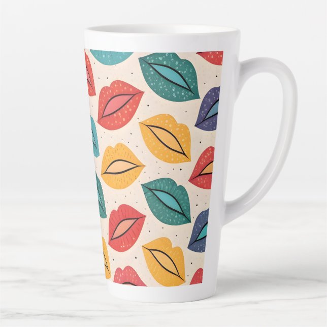 Caneca De Café Latte Padrão de Beijo (Direita)