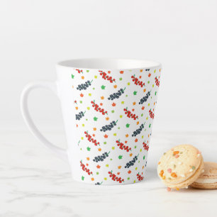 Caneca De Café Latte Padrão De Berries, Morango, Amorango, Fruta