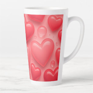 Caneca De Café Latte Padrão de bolhas de cor rosa e vermelho
