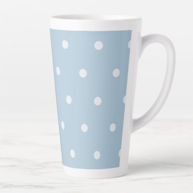 Caneca De Café Latte Padrão de Bolinhas Azul Cozy, Impressão de pontos  (Direita)