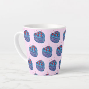 Caneca De Café Latte Padrão de Bolo Corpo Roxo