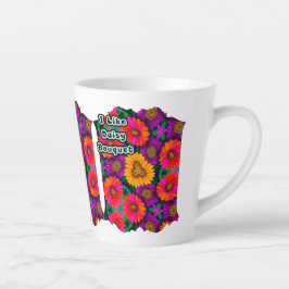 Caneca De Café Latte Padrão de Buquê de margarida colorida