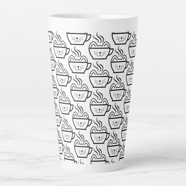 Caneca De Café Latte Padrão de Café Cat (Frente)