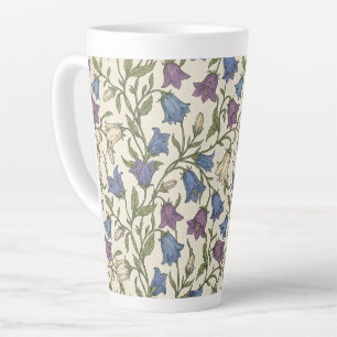 Caneca De Café Latte Padrão de Campainha Azul - Flor Botânica Estética