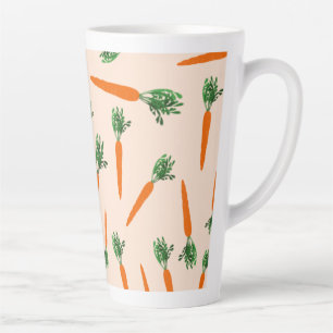 Caneca De Café Latte Padrão de Cenoura Laranja