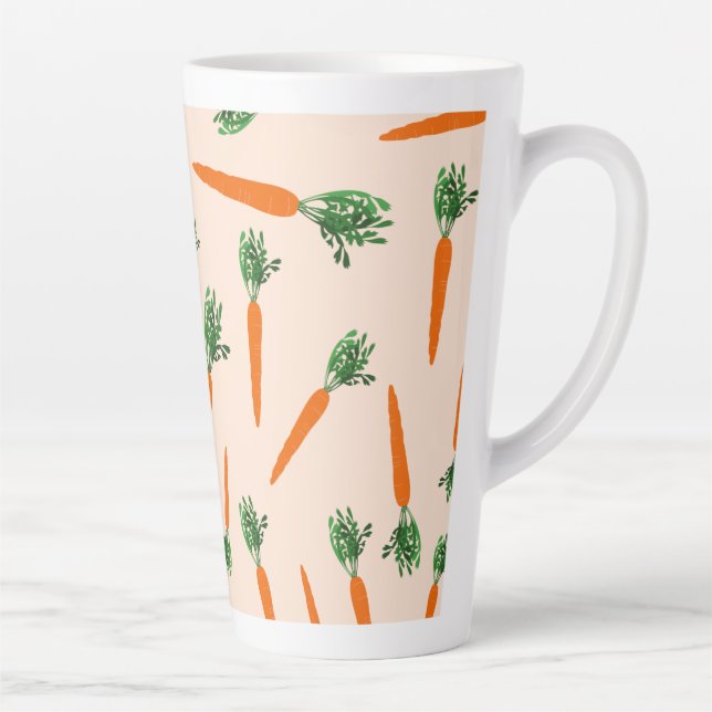 Caneca De Café Latte Padrão de Cenoura Laranja (Direita)