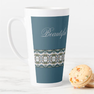 Caneca De Café Latte Padrão de cinza com azul
