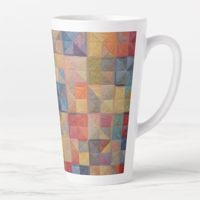 Caneca De Café Latte Padrão de colcha colorido (Direita)
