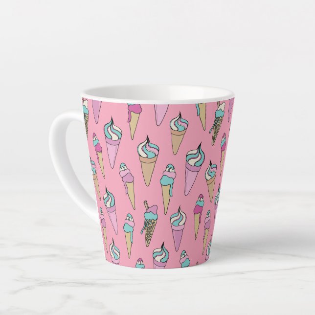 Caneca De Café Latte Padrão de cone de sorvete (Ângulo esquerdo)