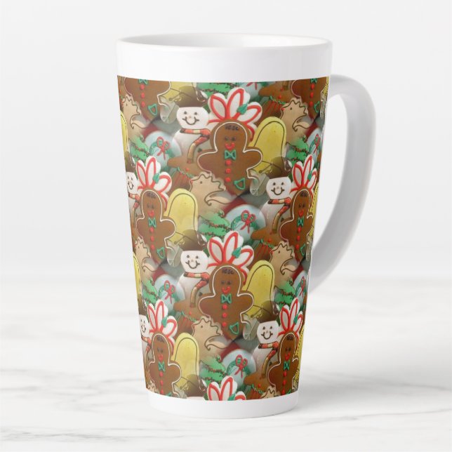 Caneca De Café Latte Padrão de Cookies de Natal (Ângulo direito)