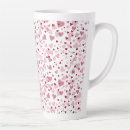 Caneca De Café Latte Padrão de Corações Lindos Rosa