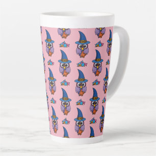 Caneca De Café Latte Padrão de Coroa do Assistente de Cartoon