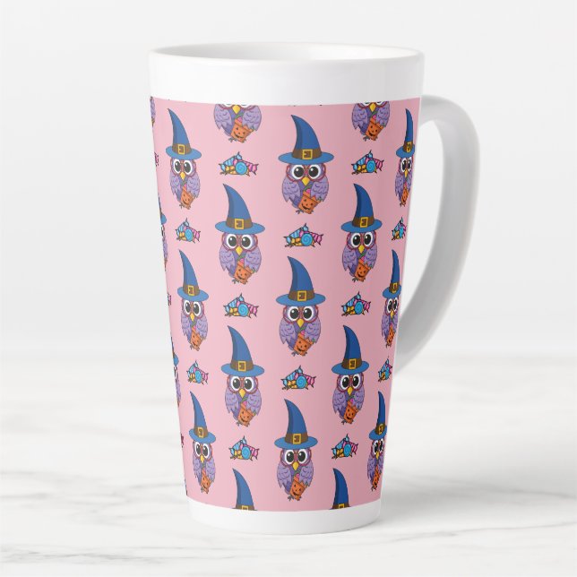Caneca De Café Latte Padrão de Coroa do Assistente de Cartoon (Ângulo direito)