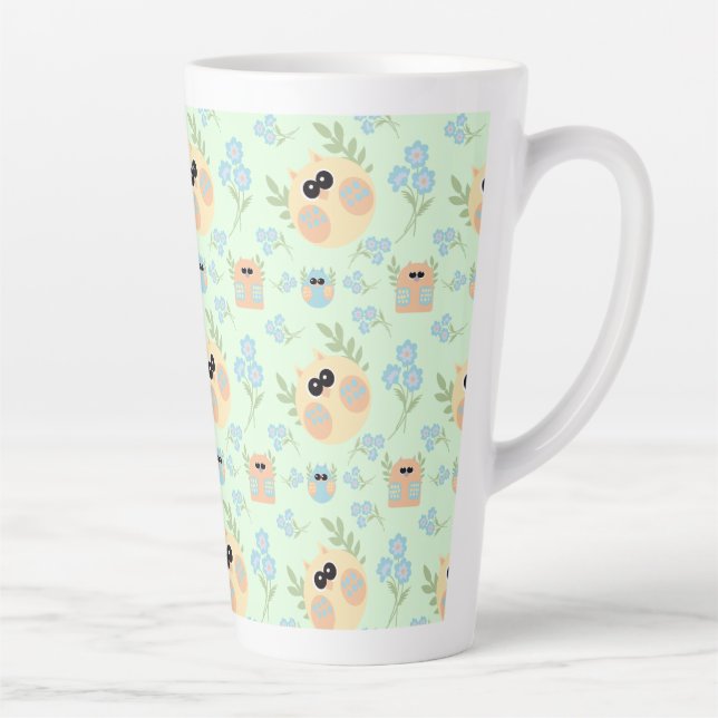 Caneca De Café Latte padrão de corujas (Direita)