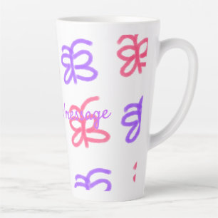 Caneca De Café Latte Padrão de desenho de borboleta rosa roxa adicionar