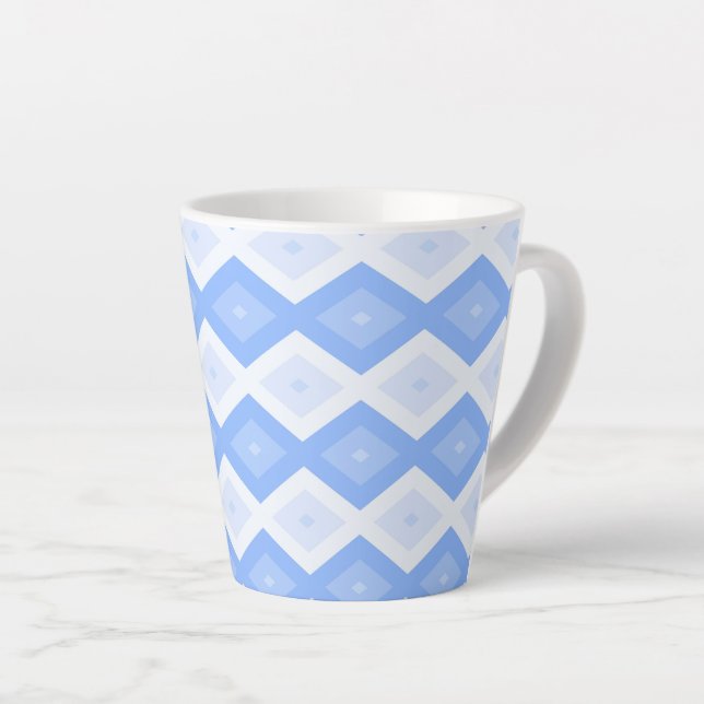 Caneca De Café Latte Padrão de diamante azul pálido (Ângulo direito)