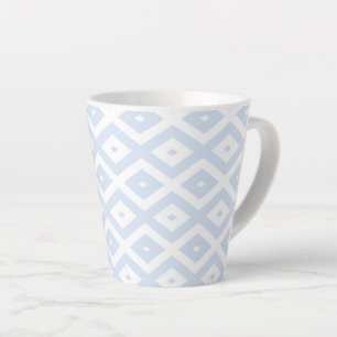 Caneca De Café Latte Padrão de diamante branco e azul pálido