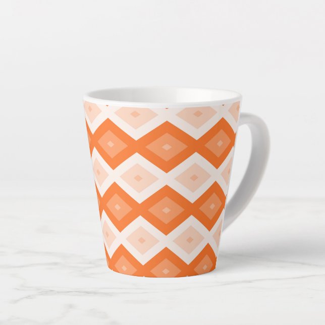 Caneca De Café Latte Padrão de diamante de laranja (Ângulo direito)