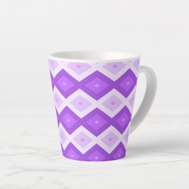 Caneca De Café Latte Padrão de diamante roxo brilhante (Ângulo direito)