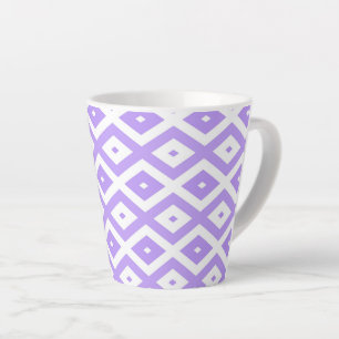 Caneca De Café Latte Padrão de diamante roxo e branco