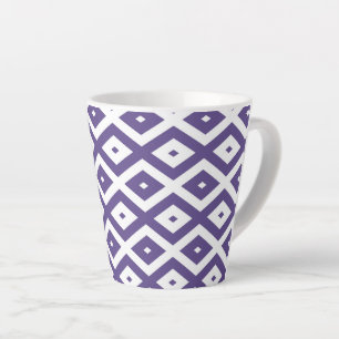 Caneca De Café Latte Padrão de diamante ultra violeta e branco