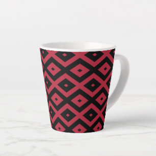 Caneca De Café Latte Padrão de diamante vermelho e preto