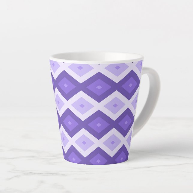 Caneca De Café Latte Padrão de diamante violeta (Ângulo direito)